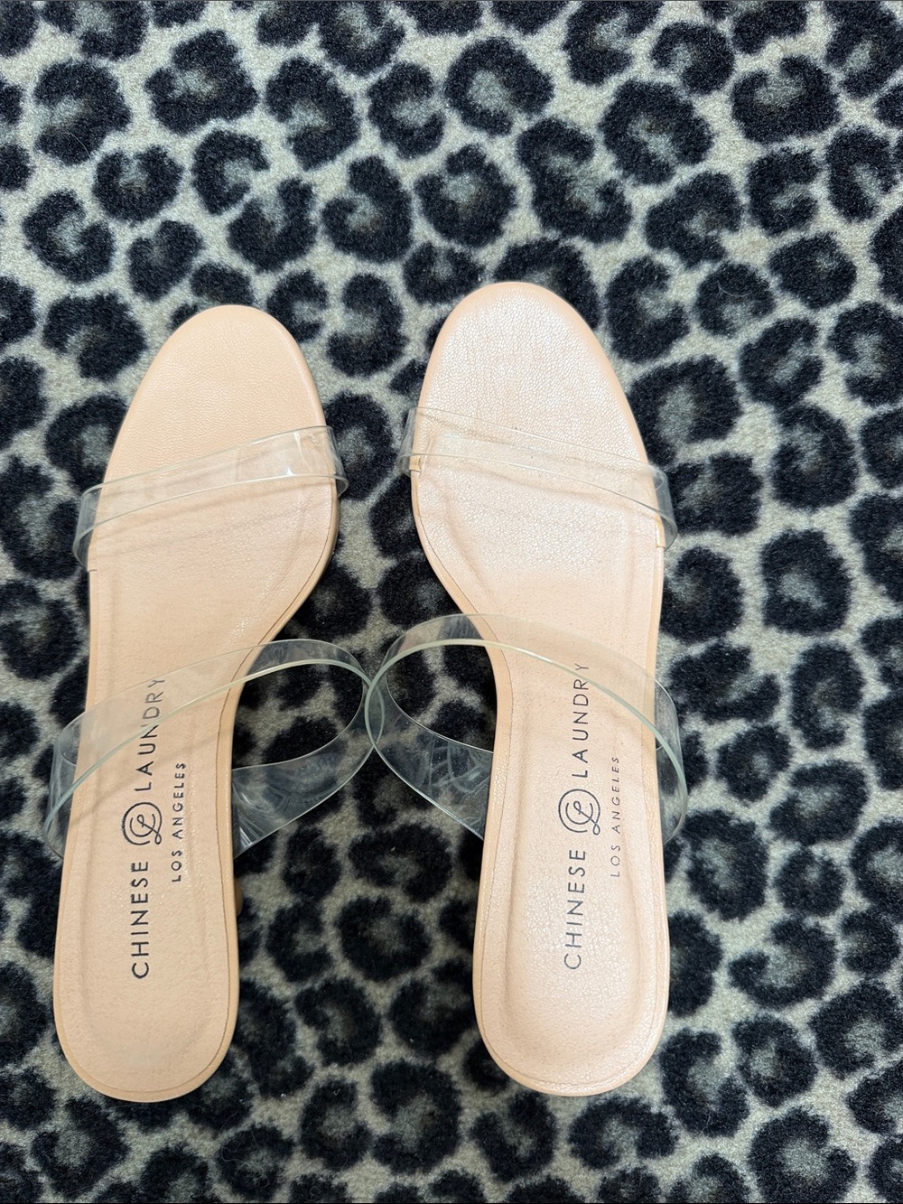 Chinese Laundry Blush Slide Sandals with Clear Straps